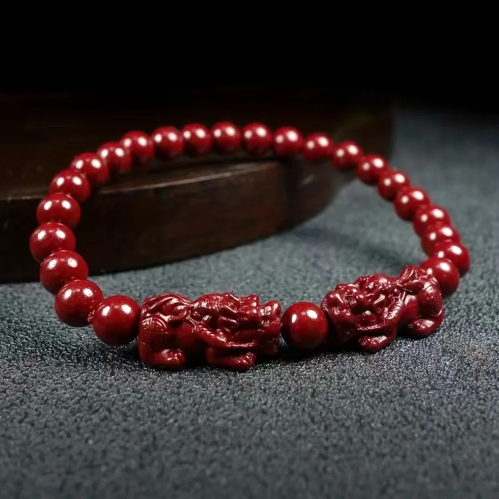 Double Pixiu cinnabar bracelet - Picture 1 of 7